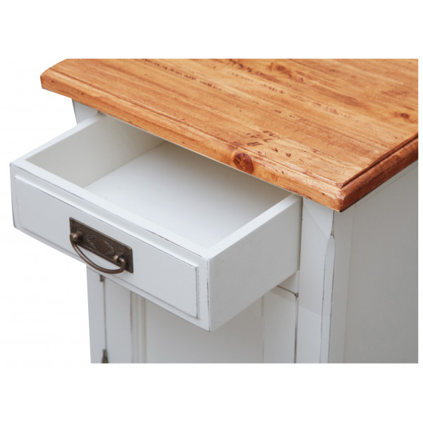 Noptiera,  L46*36*H70 cm, alb antichizat/natur,  lemn masiv [11]