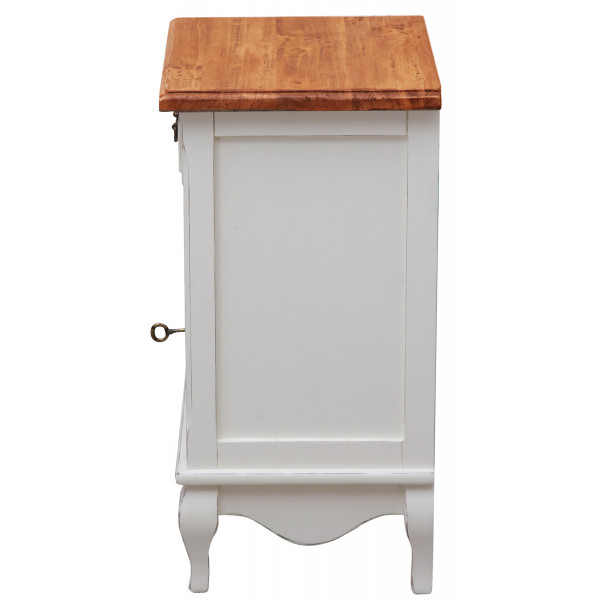 Noptiera,  L46*36*H70 cm, alb antichizat/natur,  lemn masiv [6]