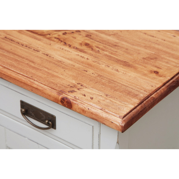 Noptiera,  L46*36*H70 cm, alb antichizat/natur,  lemn masiv [4]