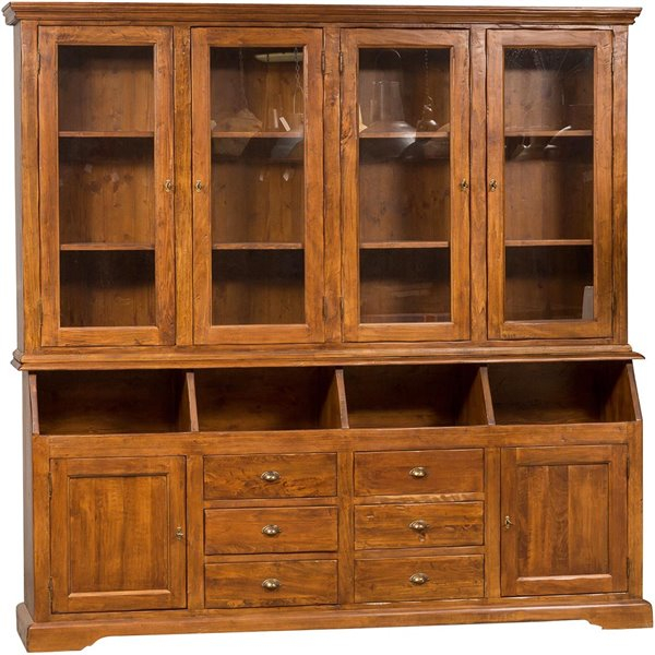 Vitrina cu usi si sertare, L230*38/ 50*H226 cm [1]