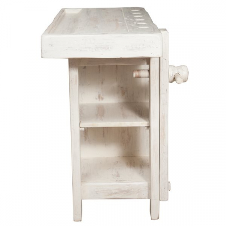 Banc de tamplar,  L116*63*H90 cm, 4 sertare, alb antic, lemn masiv [10]