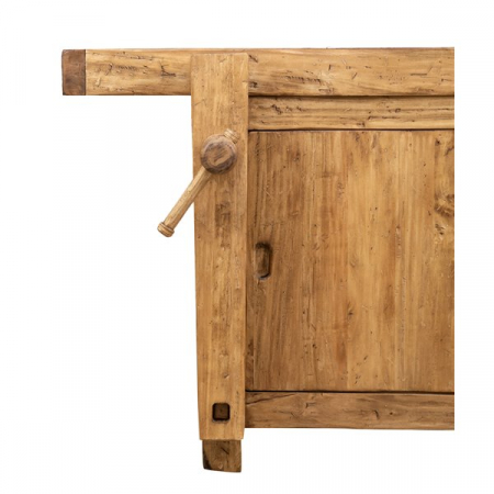 Banc de tamplar, L184*74*H92 cm, usi glisante, natur antic, lemn masiv [5]