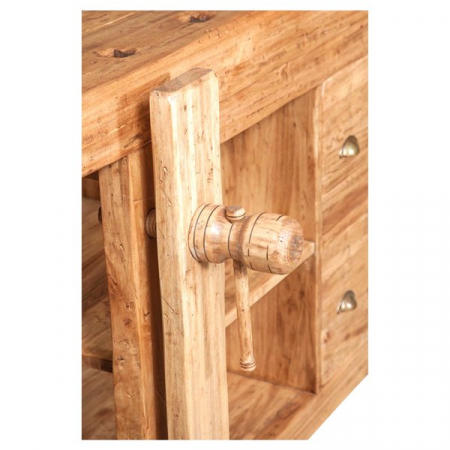 Banc de tamplar, L184*74*H92 cm, 4 sertare, natur antic, lemn masiv [4]