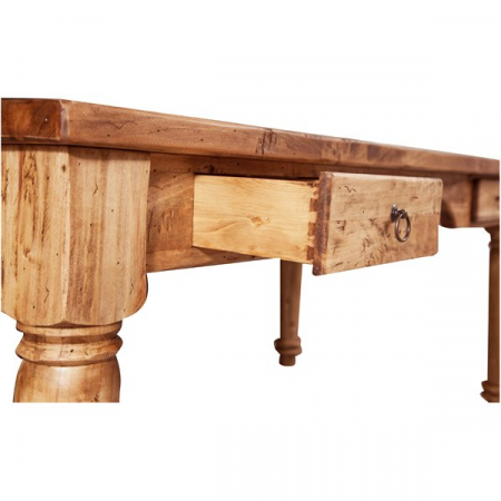 Birou,  L184*92*H78 cm, 2 sertare, natur antichizat, lemn masiv [2]