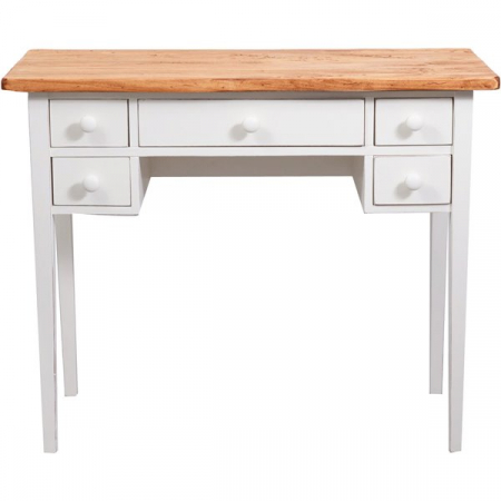 Birou,  L100*48*H80 cm, 5 sertare, alb/natur antic, lemn masiv [5]