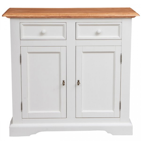 Bufet, L110*45*H103 cm,  2 usi 2 sertare, alb/natur antic [1]