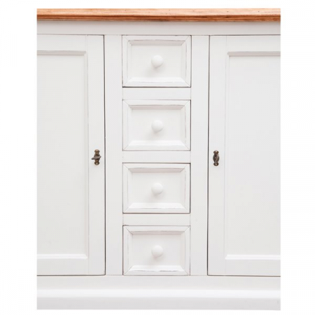 Bufet, L135*45*H92 cm, 2 usi 4 sertare, alb/natur [4]