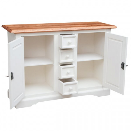 Bufet, L135*45*H92 cm, 2 usi 4 sertare, alb/natur [2]
