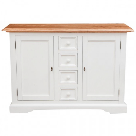 Bufet, L135*45*H92 cm, 2 usi 4 sertare, alb/natur [1]