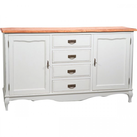 Bufet, L160*42*H90 cm,  2 usi 4 sertare, alb/natur antic [1]