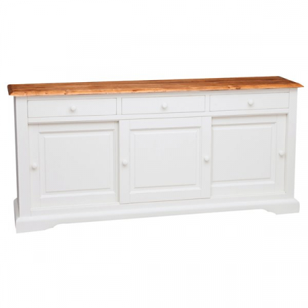 Bufet, L197*50*H91 cm, 3 usi glisante 3 sertare alb/natur antic [1]