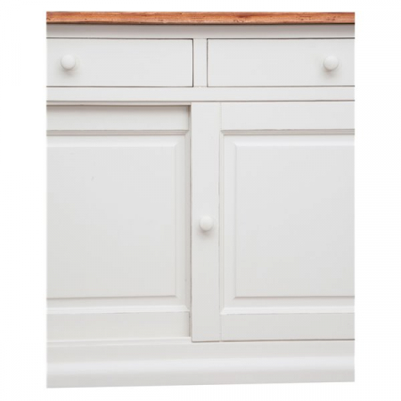 Bufet, L197*50*H91 cm, 3 usi glisante 3 sertare alb/natur antic [6]