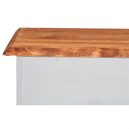 Bufet, L197*50*H91 cm, 3 usi glisante 3 sertare alb/natur antic [8]
