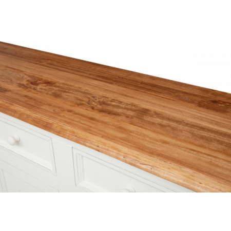 Bufet, L202*45*H103 cm,  4 usi 4 sertare, alb/natur antic [10]