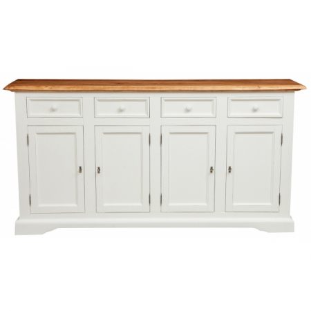 Bufet, L202*45*H103 cm,  4 usi 4 sertare, alb/natur antic [1]