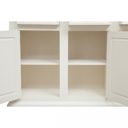 Bufet, L202*45*H103 cm,  4 usi 4 sertare, alb/natur antic [4]