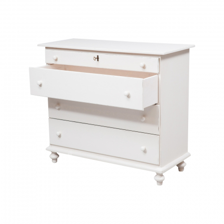 Comoda, L114*48*H99 cm, alb antichizat, lemn masiv [2]