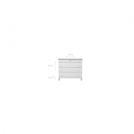 Comoda, L114*48*H99 cm, alb antichizat, lemn masiv [1]