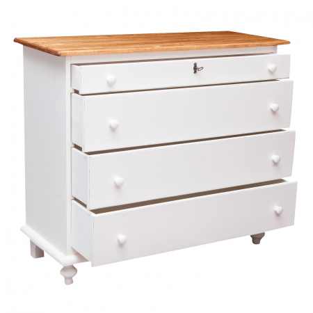 Comoda, L114*48*H99 cm, alb/natur antichizat, lemn masiv [3]