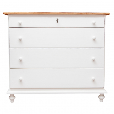 Comoda, L114*48*H99 cm, alb/natur antichizat, lemn masiv [2]