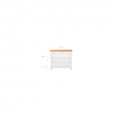Comoda, L114*48*H99 cm, alb/natur antichizat, lemn masiv [1]