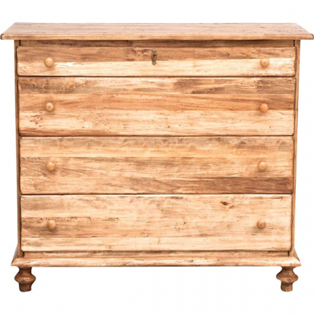 Mobila Dormitor - Comoda, L114*48*H99 cm, natur antichizat, lemn masiv