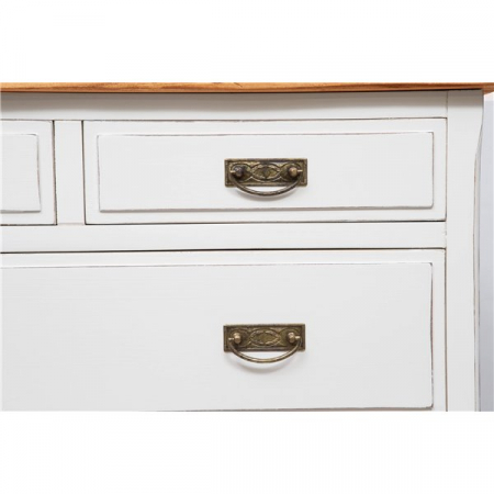 Comodă, L100*45*H106 cm, alb antic/natur antic, ,  lemn masiv [5]