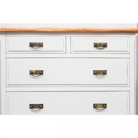 Comodă, L100*45*H106 cm, alb antic/natur antic, ,  lemn masiv [6]