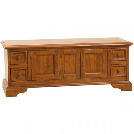 Masute de Cafea si Comode TV - Comoda TV, L150*51*H56 cm, lemn masiv, 2 usi 4 sertare
