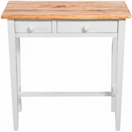 Mobila Birou - Masa consola, L73*36*H75 cm, alb/natur antichizat, lemn masiv
