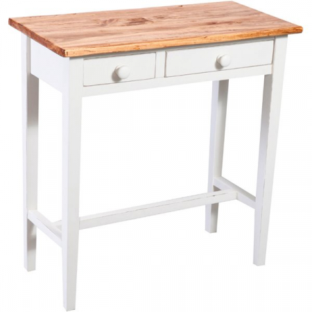 Masa consola, L73*36*H75 cm, alb/natur antichizat, lemn masiv [1]