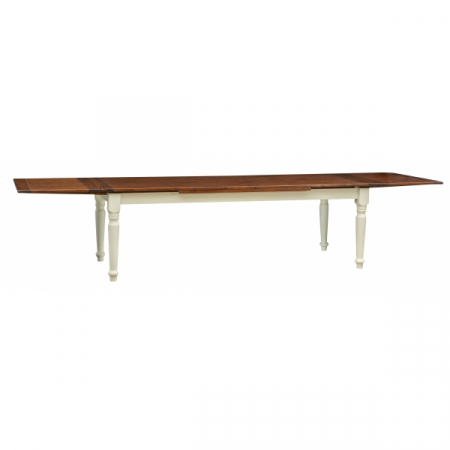 Masa extensibila, L250(380)*100*H80 cm, alb antic/patina, lemn masiv [2]