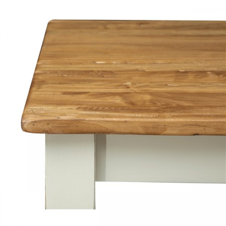 Masa fixa, L 70*70*H78 cm, culoare natur/alb antic, Lemn Masiv [2]