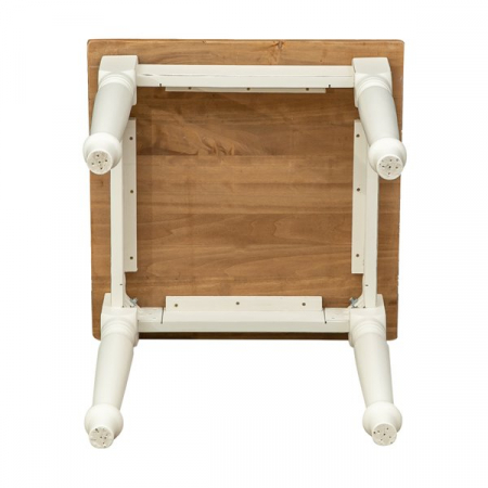 Masa fixa, L 70*70*H78 cm, culoare natur/alb antic, Lemn Masiv [5]