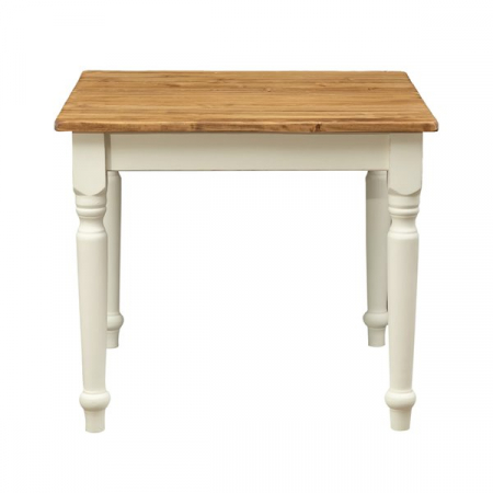 Masa fixa, L90 *90 *H78 cm, culoare natur/alb antic, Lemn Masiv [1]