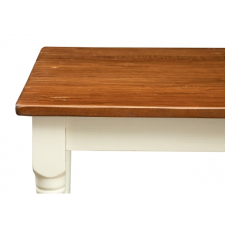 Masa fixa,  L80*80*H78 cm, culoare nuc/alb antic, Lemn Masiv [2]