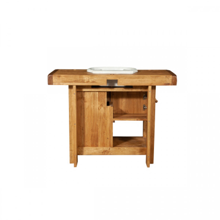 Mobilier de baie, L116*63*H90 cm,  4 sertare, natur,  lemn masiv, chiuveta din marmura [6]