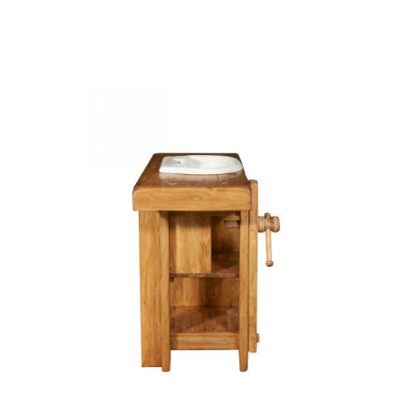 Mobilier de baie, L116*63*H90 cm,  4 sertare, natur,  lemn masiv, chiuveta din marmura [5]