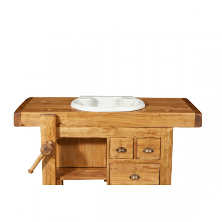 Mobilier de baie, L116*63*H90 cm,  4 sertare, natur,  lemn masiv, chiuveta din marmura [7]
