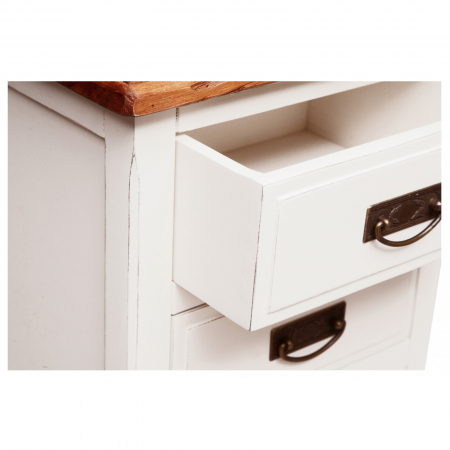 Noptiera, L45*36*H70 cm,  alb antichizat/natur, lemn masiv [5]