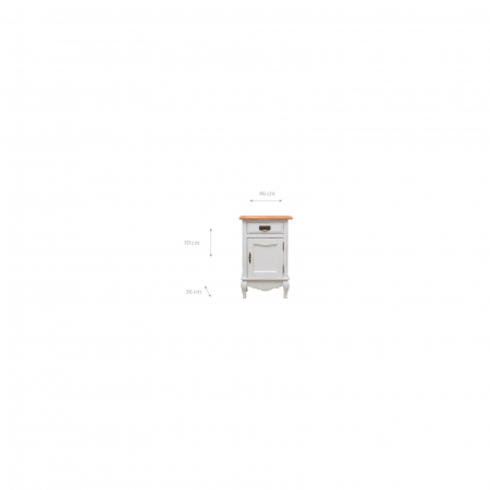 Noptiera, L46*36*H70 cm,  alb antichizat/natur, lemn masiv [1]