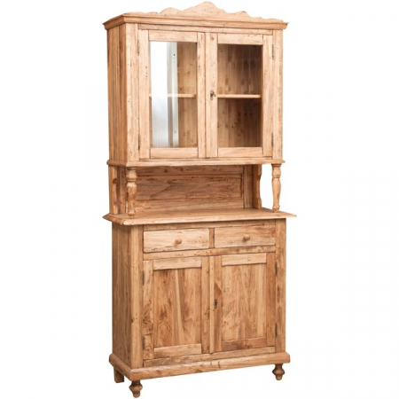 Vitrina, L107*43*H238 cm, 2 usi 2 sertare, lemn masiv Vitrine - Vitrina, L107*43*H238 cm, 2 usi 2 sertare, lemn masiv