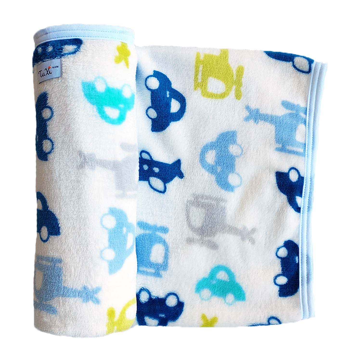 Paturica moale pentru bebelusi, Cozy Fleece, Tuxi Bebe, 70x90, masinute