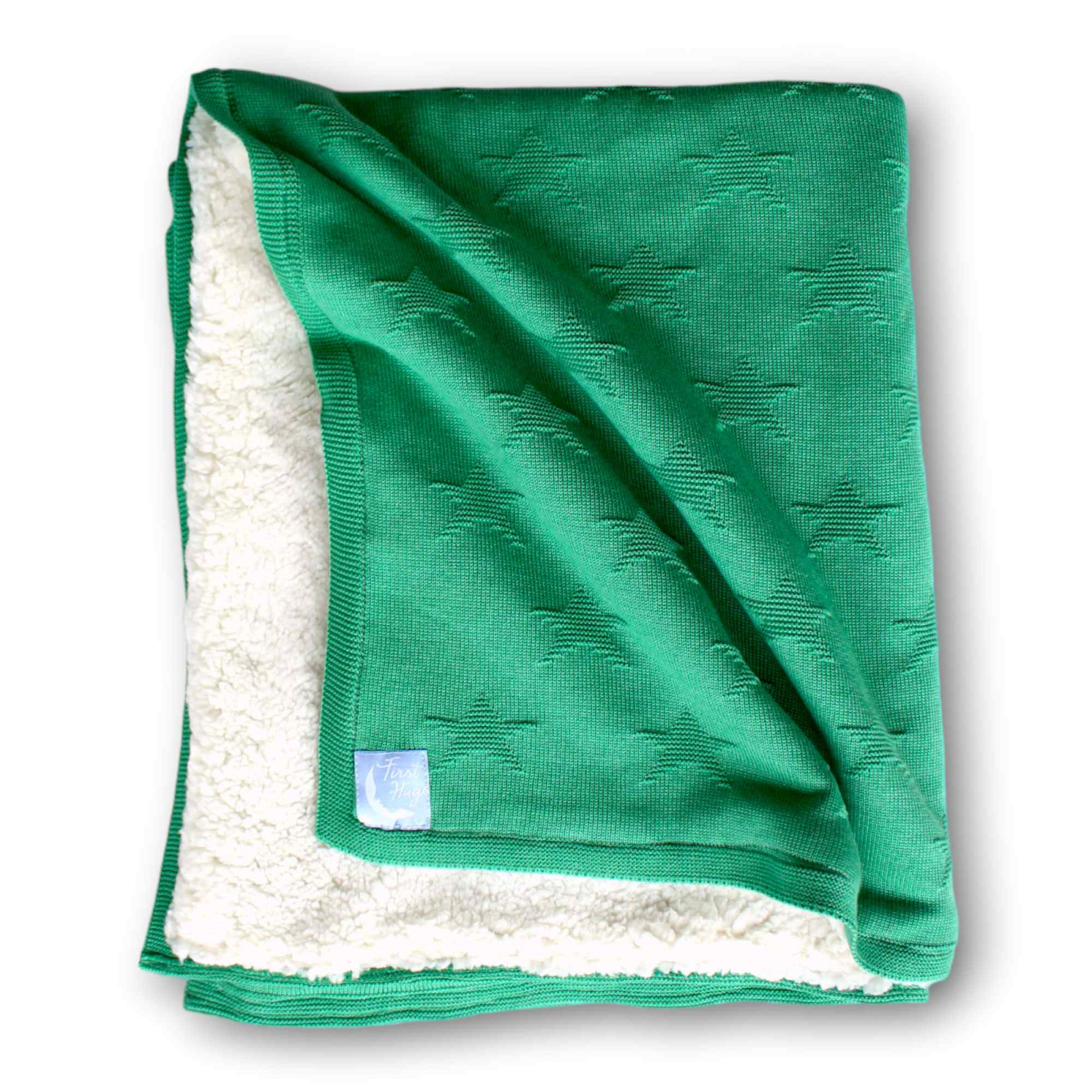 Paturica tricotata groasa pentru bebelusi, dublata cu blanita moale, 80x100 cm, new star, Tuxi Bebe, Green
