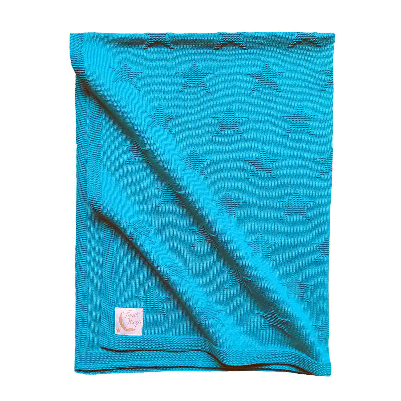 Paturica tricotata pentru bebelusi, 80x100 cm, new star, Tuxi Bebe, aqua blue