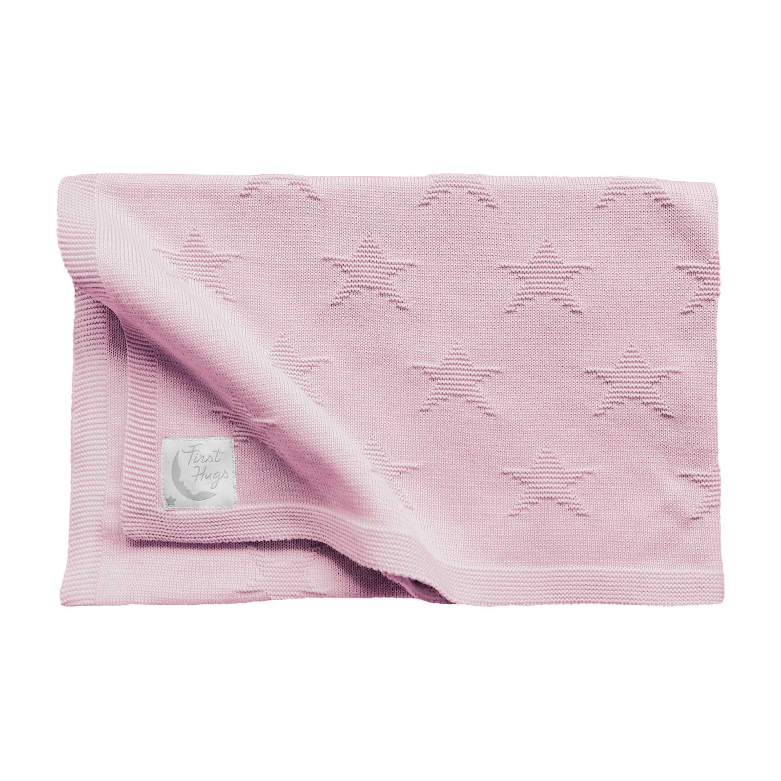 Paturica tricotata pentru bebelusi, 80x100 cm, new star, Tuxi Bebe, Baby Pink