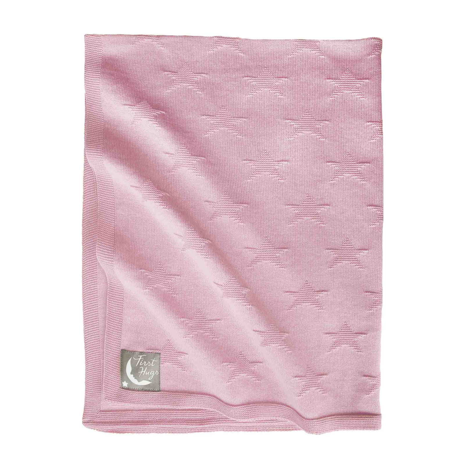 Paturica tricotata pentru bebelusi, 80x100 cm, new star, Tuxi Bebe, candy pink