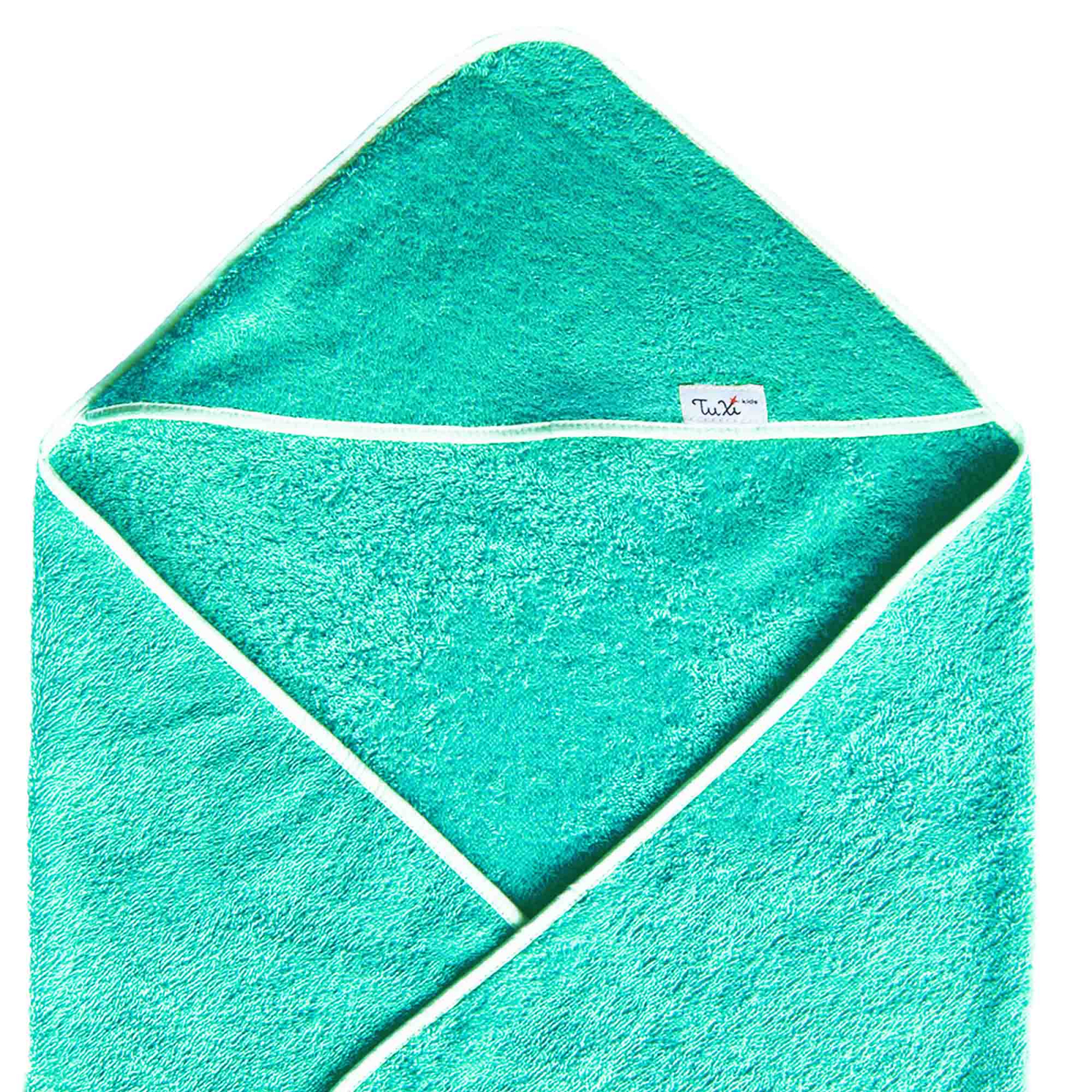 Prosop baie cu gluga pentru bebelusi, Tuxi Bebe, 100% bumbac absorbant,  80x100 cm, ocean
