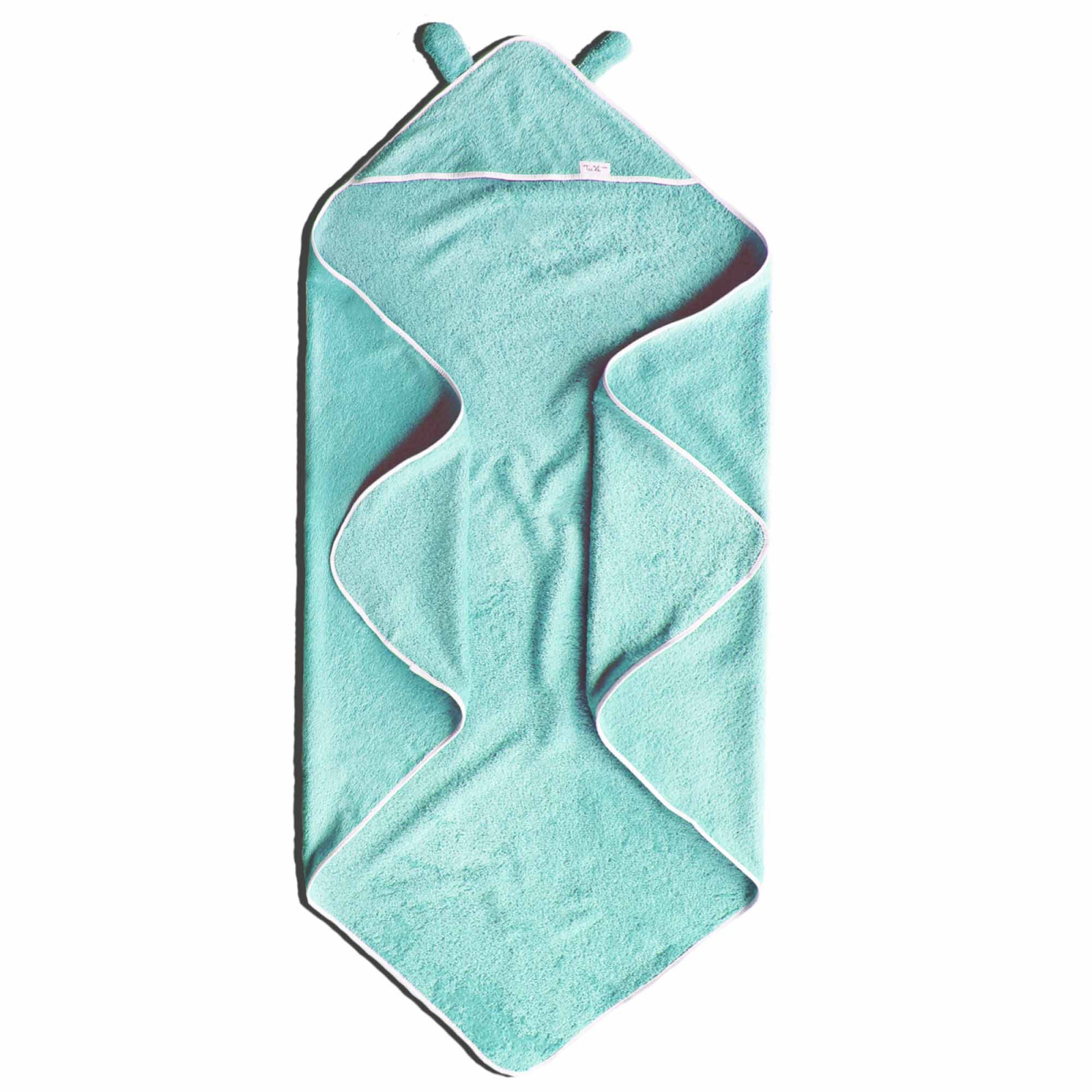 Prosop pentru bebe, cu gluga, Tuxi Bebe, 100% bumbac absorbant, 80x80 cm, albastru cyan