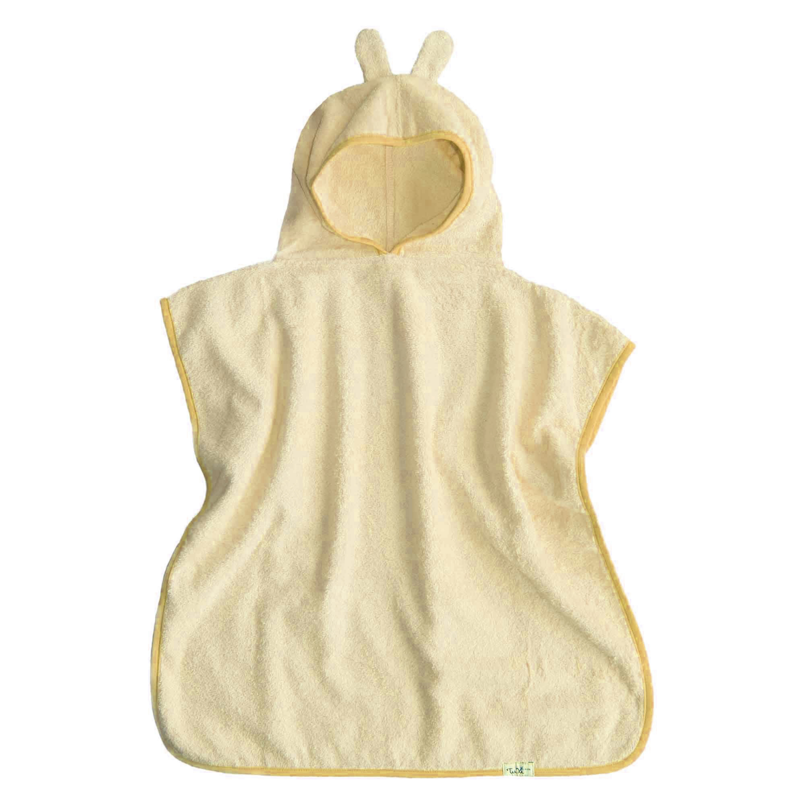 Prosop plaja copii tip poncho, cu gluga si urechiuse, Tuxi Bebe, 100% bumbac absorbant, 2-6 ani, crem ecru